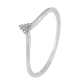 Katharina delicate white trilogy ring for women thin polished band with three small diamond cluster